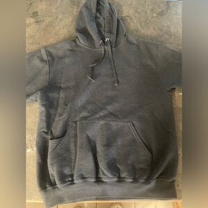 Plain gray hoodie.
